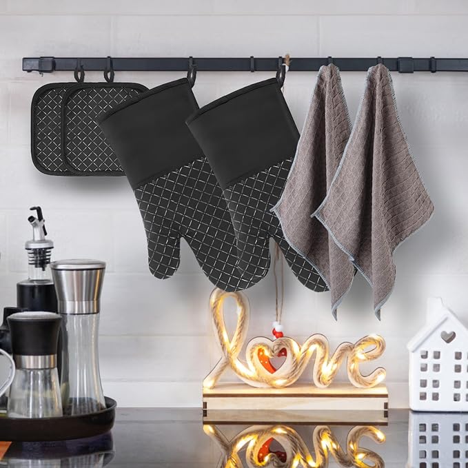 Philorn Oven Mitts and Pot Holders 6pcs, Kitchen Oven Glove High Heat Resistant - Image 7