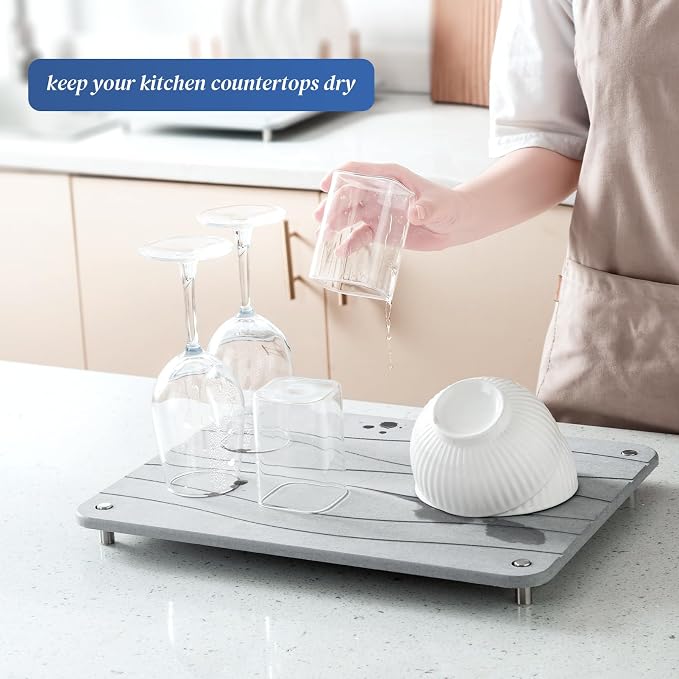 Stone Drying Mat for Kitchen Counter, Diatomaceous Dish Drying Mats Superb - Image 2