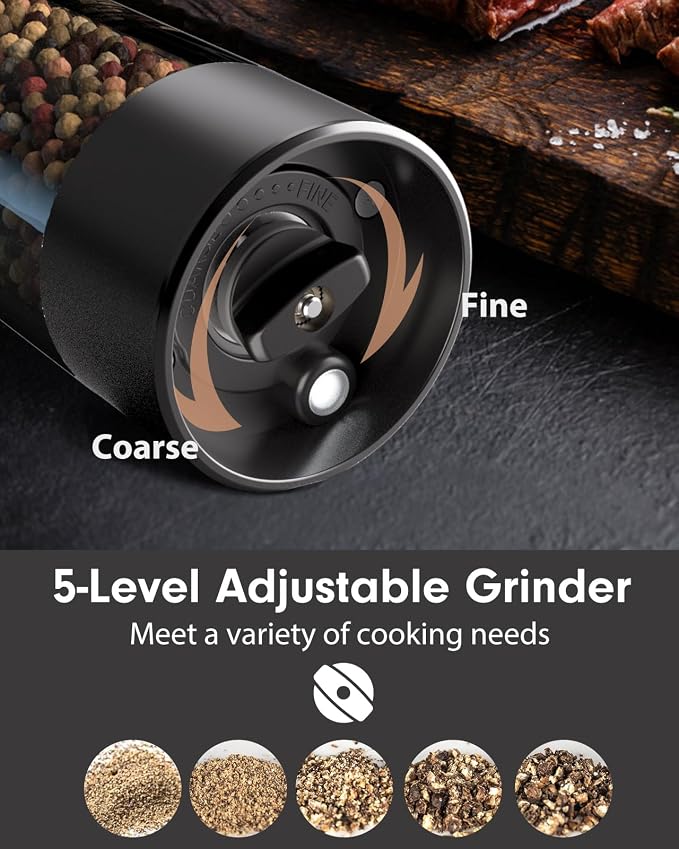 TOMEEM Upgraded Larger Capacity Electric Salt and Pepper Grinder Set - Image 4