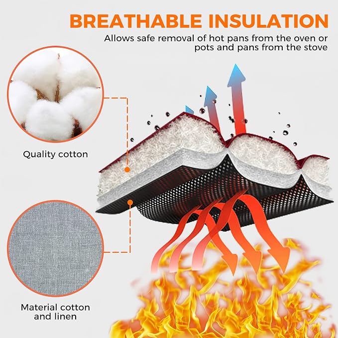 4PCS Oven Mitts and Pot Holders Sets 500°F Pot Holders - Image 6