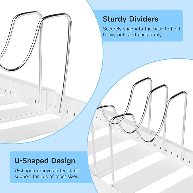 MUDEELA Pot Lid Organizer Rack for Cabinet, Expandable Pots and Pans Organizer - Image 6