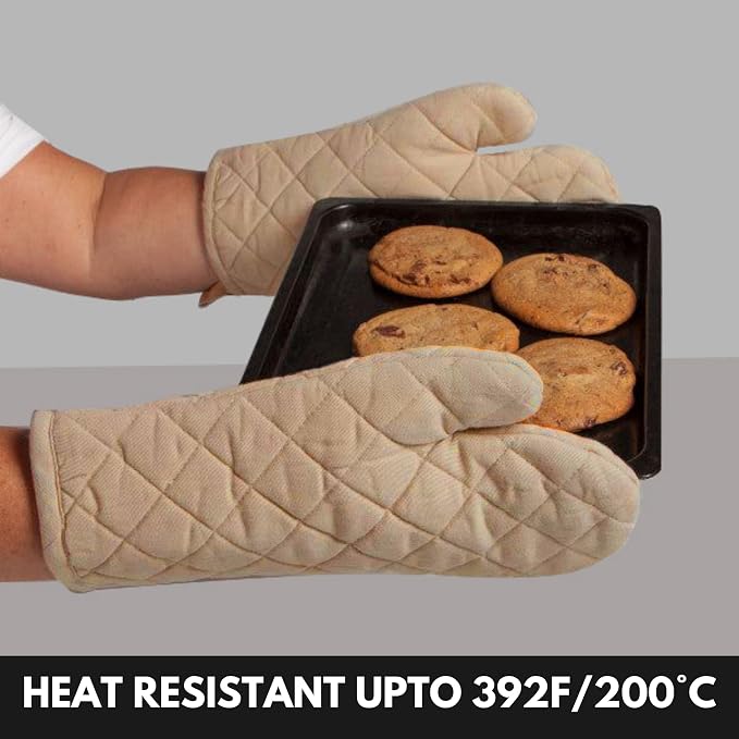 Oven Mitt & Pot Holder 100% Cotton Set of Heat Resistant Oven Gloves & Hot Pads - Image 4
