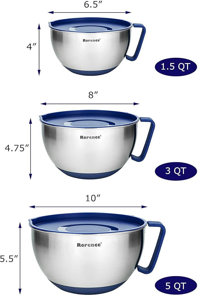 Rorence Mixing Bowls Set: Stainless Steel Non-Slip Bowls - Image 2
