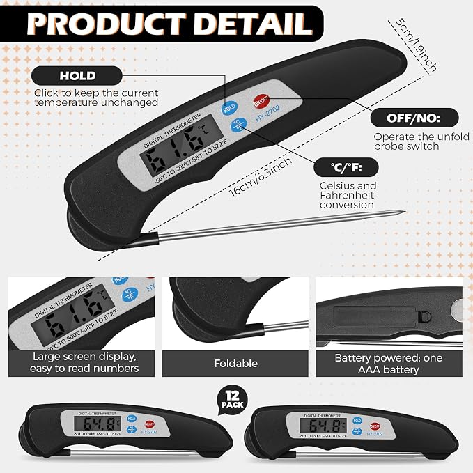 Xuhal 12 Pcs Digital Meat Thermometer - Image 2