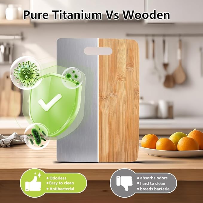 3-Pack Titanium Cutting Boards For Kitchen, 100% Pure Cut Titanium Cutting Board - Image 3