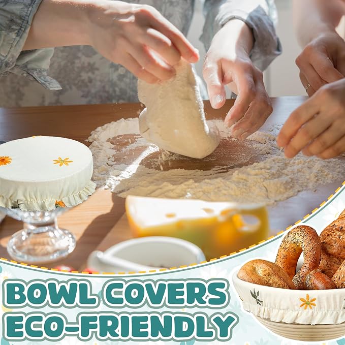 Patelai 10 Pcs Bowl Covers Reusable in 5 Size Stretch Cloth Fabric Elastic Food - Image 2