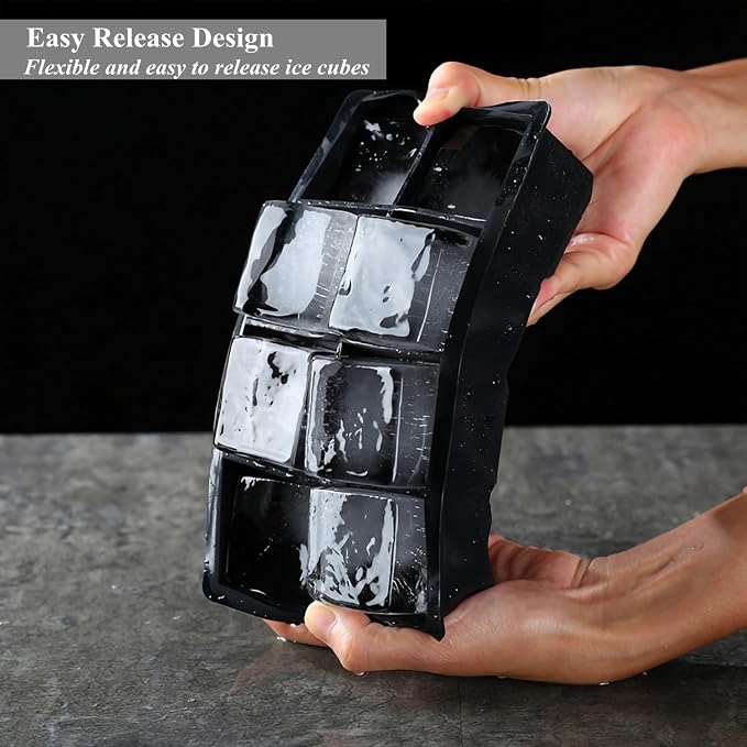 Bangp Large Ice Cube Tray for Whiskey, 2 Pack Stackable Big Ice Cube Molds Make - Image 5
