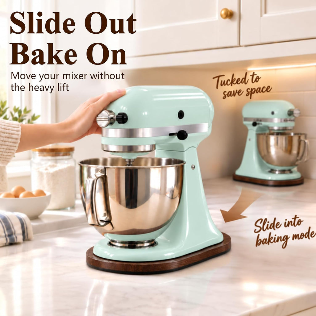 Acacia Wood Mixer Slider Mat for KitchenAid 4.5-5 Qt Tilt-Head Stand