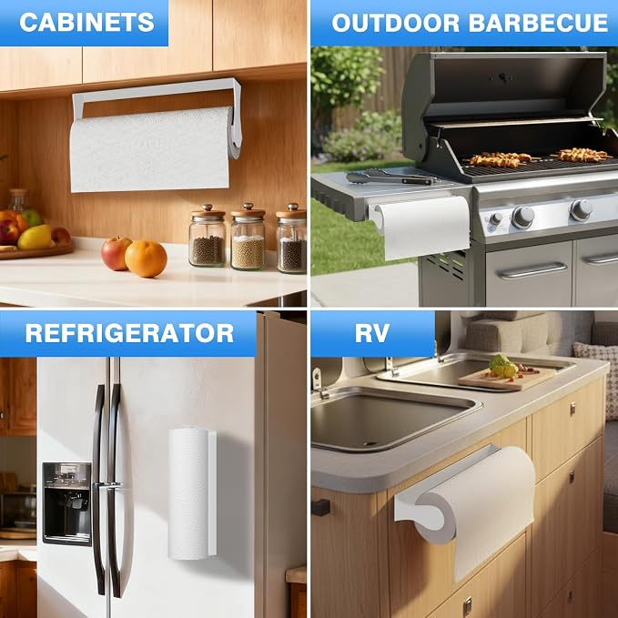 Paper Towel Holder Under Cabinet, Adhesive & Wall Mount, Under Counter Paper - Image 4