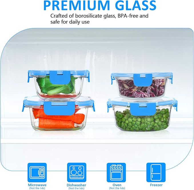 KOMUEE 24 Pieces Glass Food Storage Containers Set, Glass Meal Prep Containers - Image 3