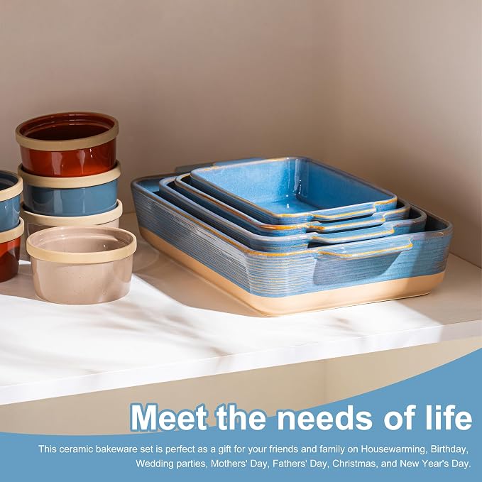 Dafuceramic Casserole Dishes for Oven, Baking Dishes, Ceramic Bakeware Sets of 4 - Image 7