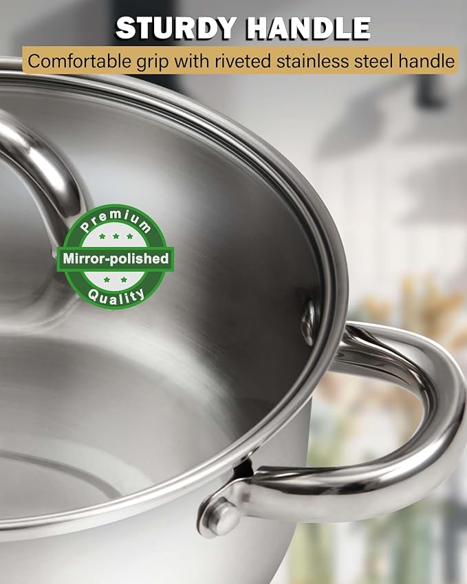 Cook N Home 3-Quart Stainless Steel Pot, Small Stock Pot - Image 6