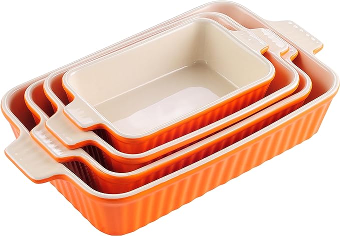 MALACASA Bakeware Set of 4, Porcelain Baking Pans Set by MALACASA