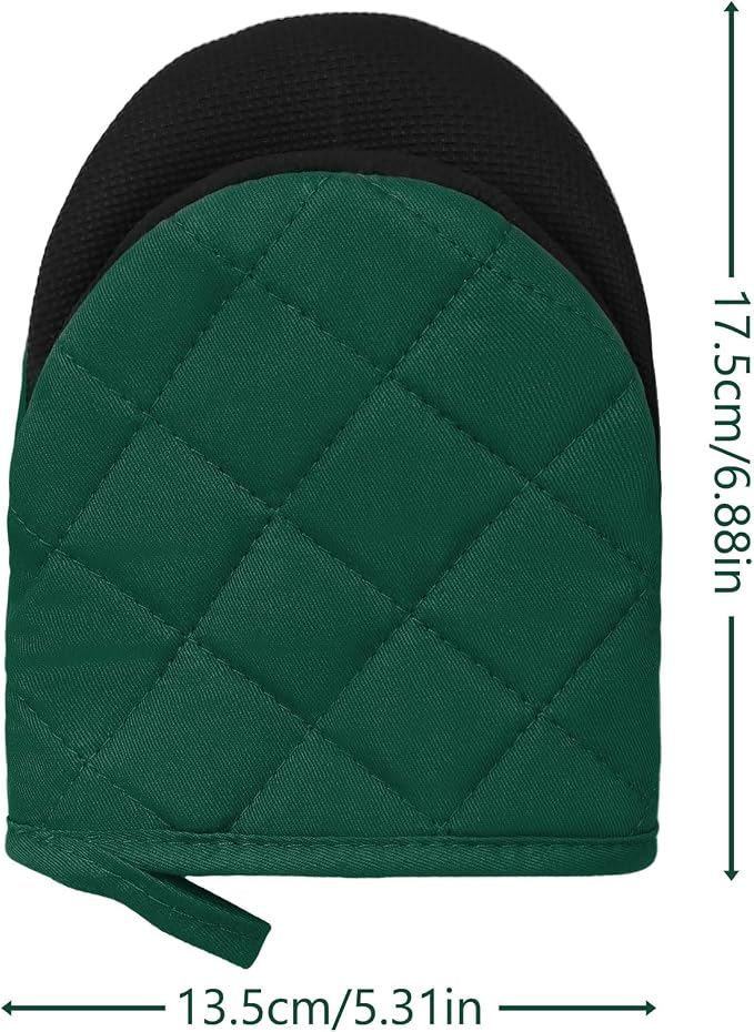Short Oven Mitts, Heat Resistant 500°F, Silicone Grip Kitchen Gloves, Non-Slip - Image 2