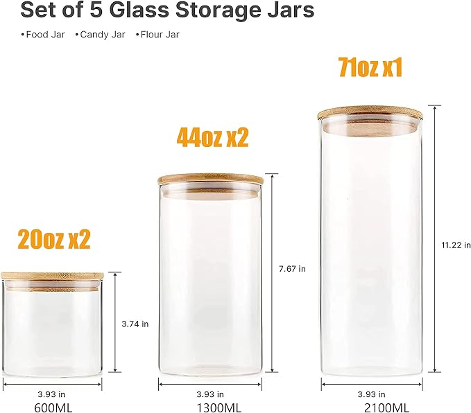 YUNCANG Glass Storage Jars, Nuts and Spice Jars - Image 3