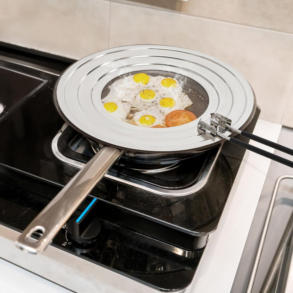 2 Pack Stainless Steel Splatter Screen for Frying Pan, 12 Inch Grease