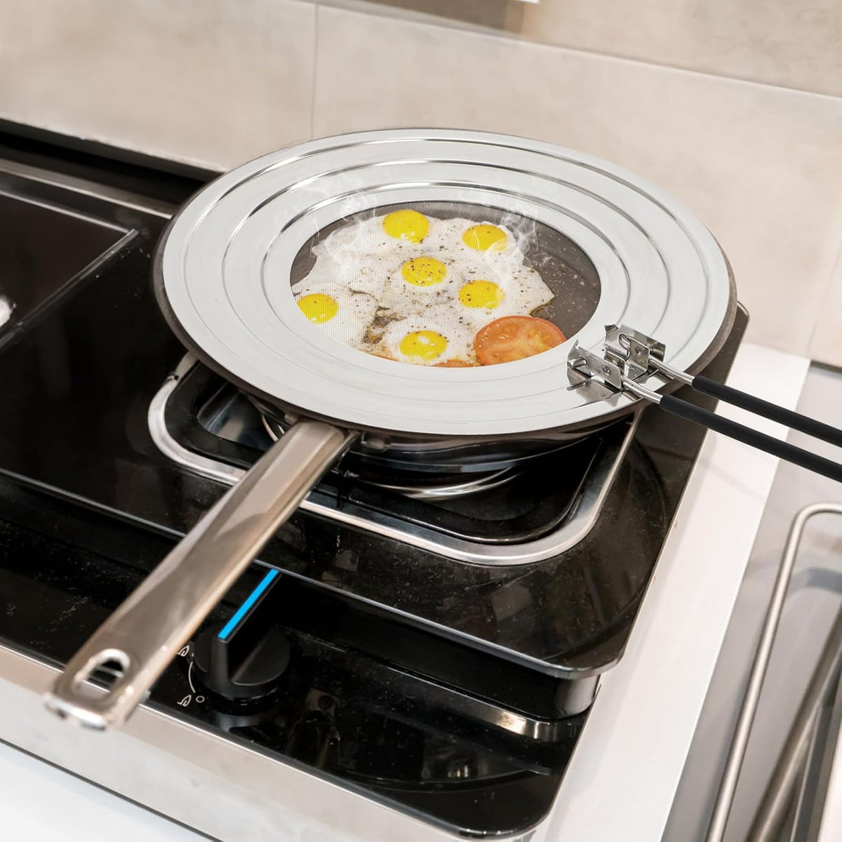 2 Pack Stainless Steel Splatter Screen for Frying Pan, 12 Inch Grease