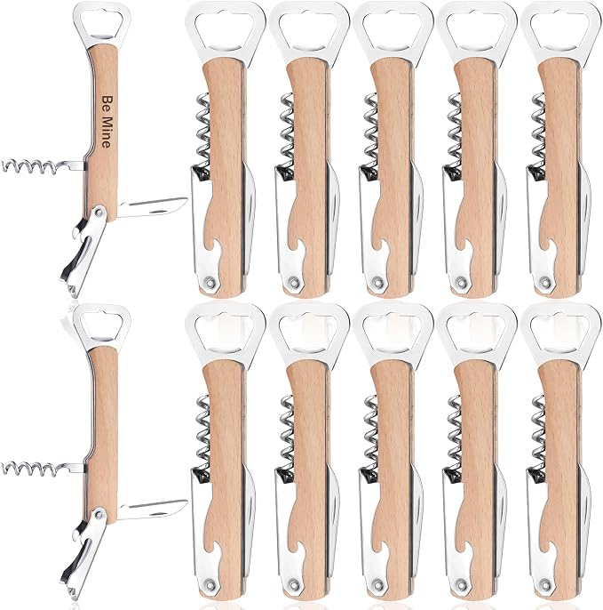 12 Pcs Wood Wine Bottle Opener Bachelor Groomsmen Gift 4 in 1 Corkscrew Wine by Yoande