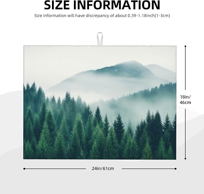 Forest Trees Mountain Dish Drying Mat 18x24 Inch, Microfiber Absorbent Fast Dry - Image 2
