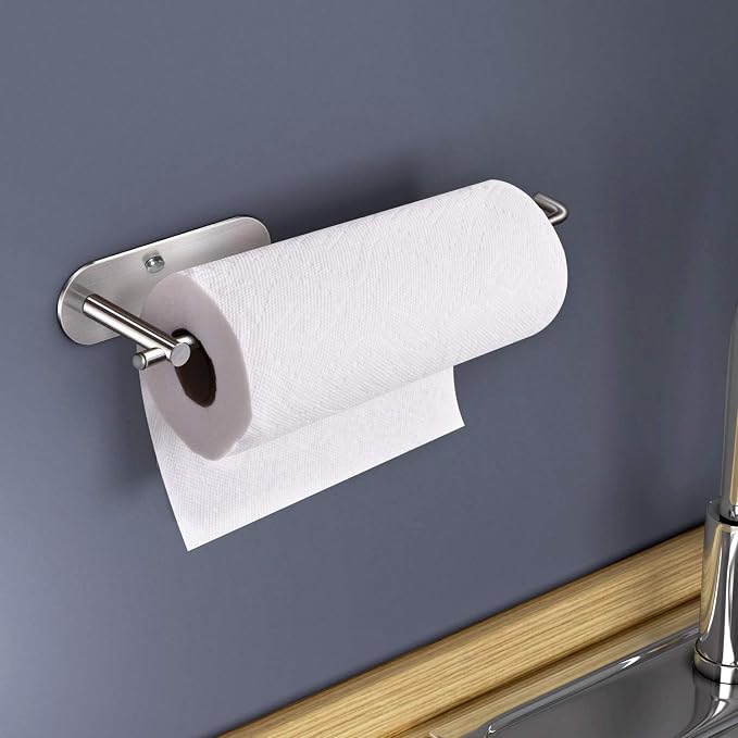 VAEHOLD Self Adhesive Paper Towel Holder Under Cabinet Mount, Wall Mounted - Image 5