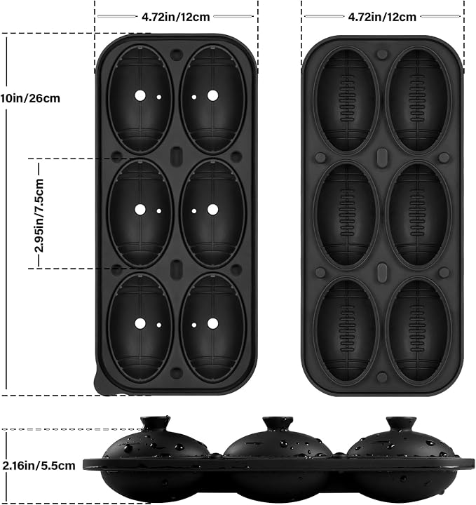 Silicone Large Ice Cube Tray, 6 Big Football Ice Cube Trays - Image 8