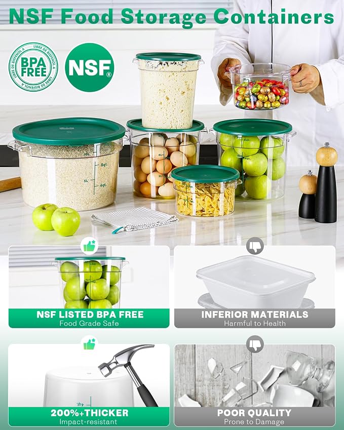 2QT&4QT NSF Round Food Storage Containers - Image 5