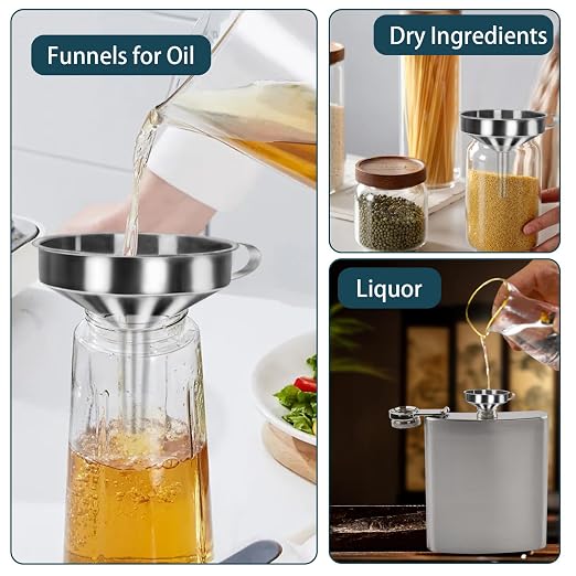 5 in 1 Funnels for Filling Bottles Stainless Steel Small Kitchen Funnel Set for - Image 2