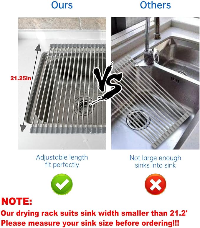 CHIRISEN Expandable Large Roll Up Dish Drying Rack, Foldable Over The Sink Dish - Image 6