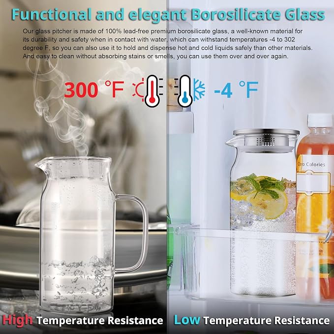 Bivvclaz 1.2 Liter 40 oz Small Glass Pitcher - Image 5