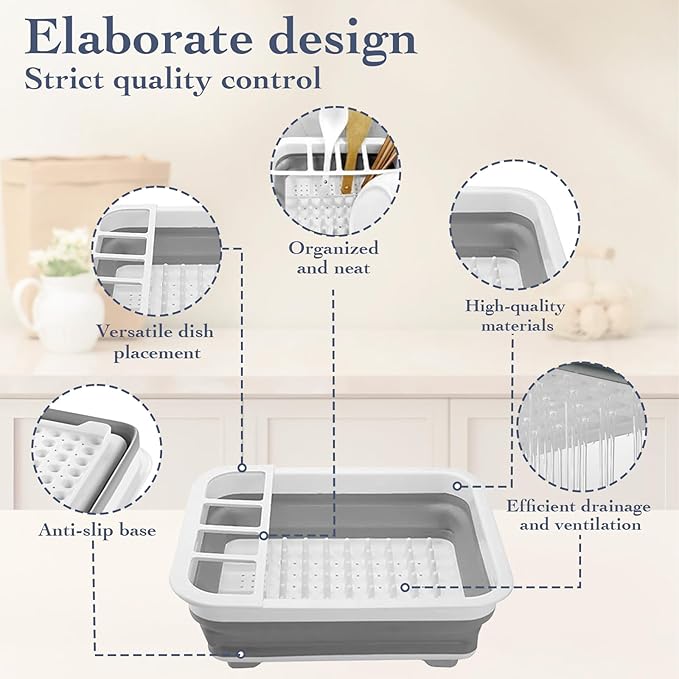 Collapsible Bowls, and Dishes Drainer, Portable Space-Saving Dish Rack - Image 6