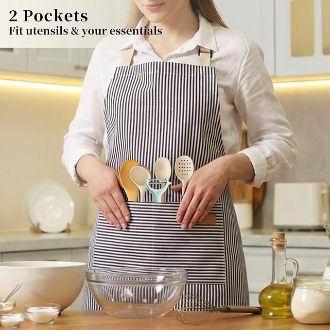 2 Pack Cooking Aprons Adjustable Bib Apron - Image 6