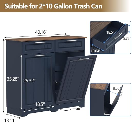 Double 10 Gallon Tilt Out Trash Can Cabinet - Image 2