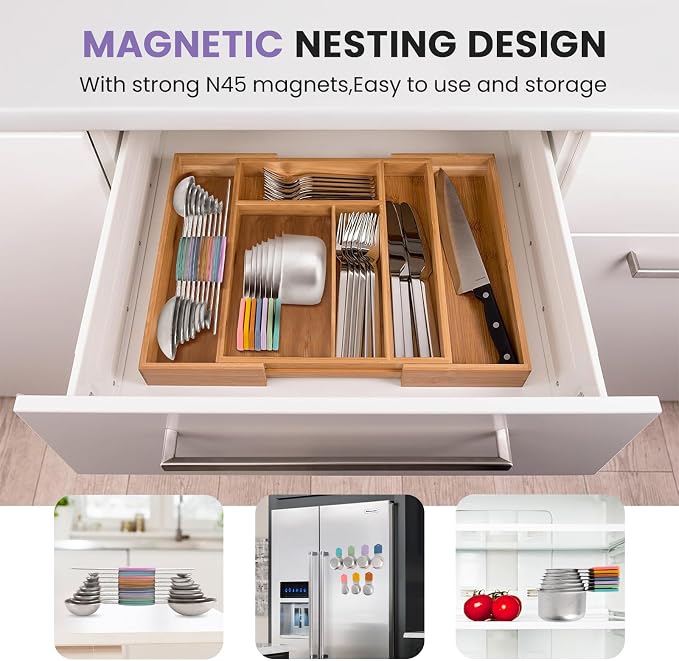 Magnetic Measuring Cups and Spoons Set-Heavy Duty 304 Stainless Steel，Double - Image 5