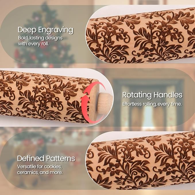 Floral Vine Embossed Rolling Pins - Image 3