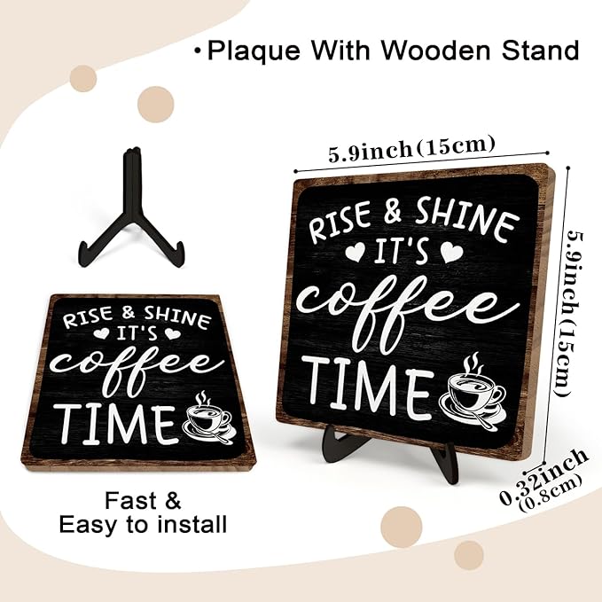 Farmhouse Coffee Wooden Plaque Sign, Vintage Desk Decor - Image 2
