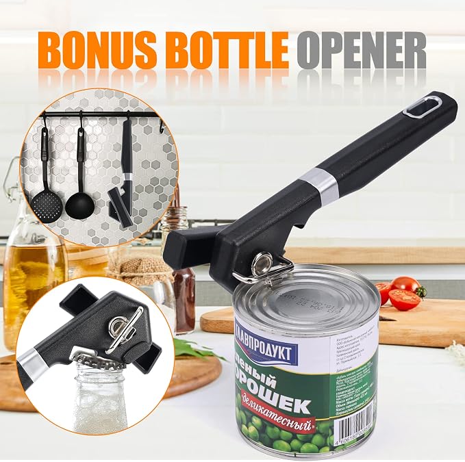 2 in 1 Safety Can Opener Manual Smooth Edge & Bottle Opener, - Image 5
