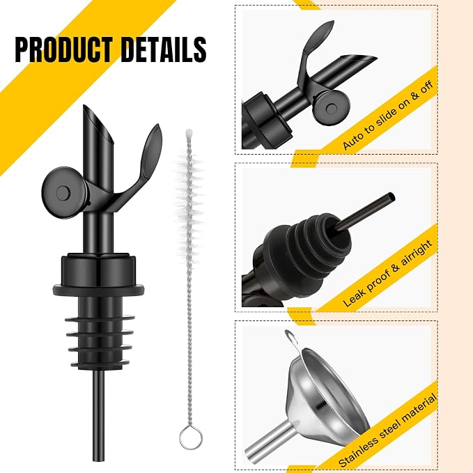 Tioncy 4 Pieces Weighted Stainless Steel Pourers Olive Oil Spout Olive Oil - Image 3