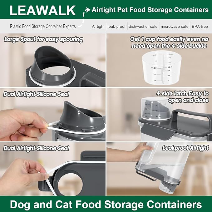 LEAWALK 5Lbs Airtight Cat Dog Food Storage Container - Image 3