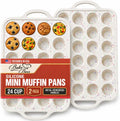Silicone Mini Muffin Pan, 24 Cup 2 Pack with Metal Reinforced Frame