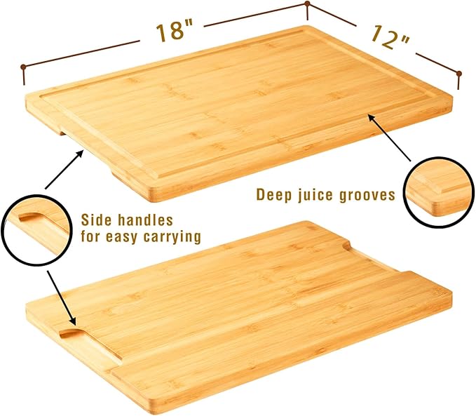 Bamboo Cutting Board for Kitchen, Wooden Chopping Block - Image 4