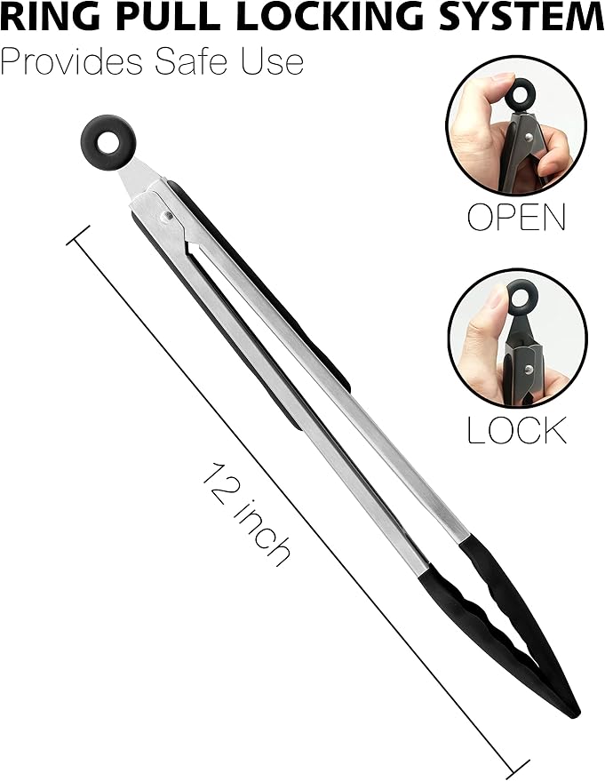 Anaeat Non-Stick Silicone Locking Tong - Image 6
