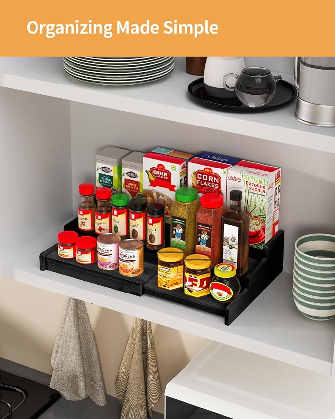 VenDotbi Spice Rack, 3-Tier Expandable Bamboo Spice Rack Organizer - Image 7