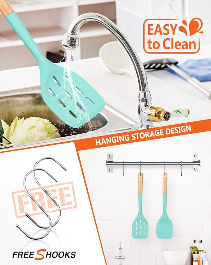 Pack of 2 Silicone Spatula, Non Stick Cooking Utensil Set Stainless Steel - Image 4