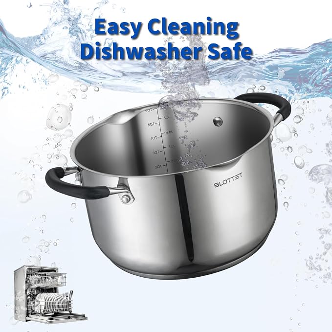 SLOTTET 6 Quart Stainless Steel Stock Pot - Image 5