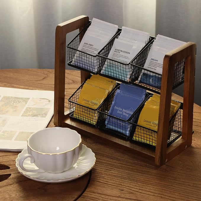 HTB 2 Tier Tea Organizer for Tea Bags, Tea Bag Holder - Image 8