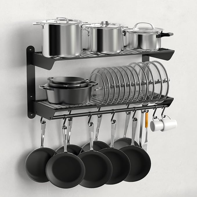 Taozun Pot Rack Wall Mounted 30 Inch, 2-Tier Heavy Duty Pot and Pan Hanging - Image 7