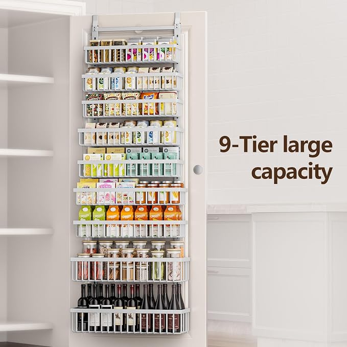 POKIPO 9 Tier Over The Door Pantry Organizer, 2 in 1 Wall Mount or Hanging - Image 2