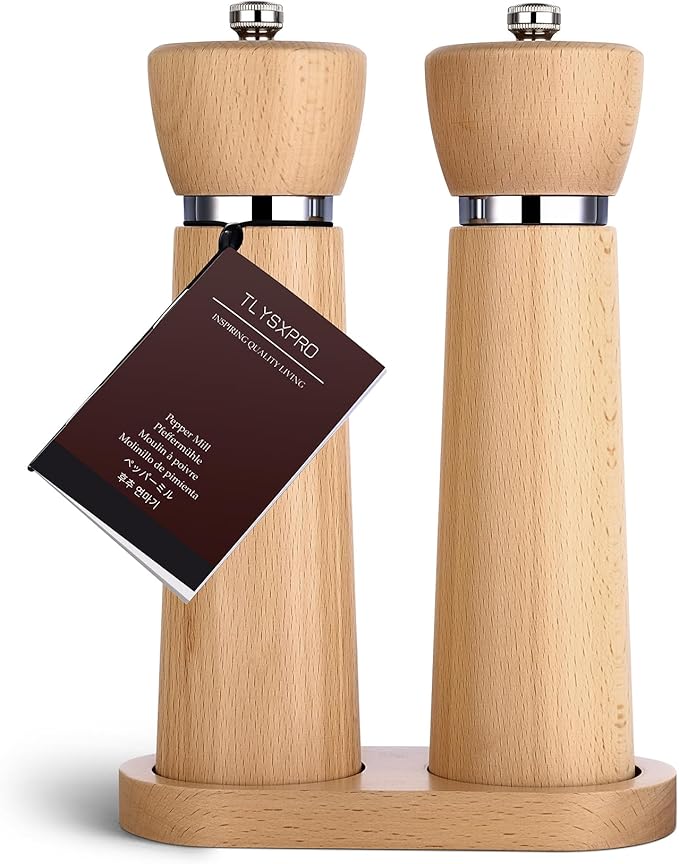 TLYSXPRO Wooden Salt and Pepper Grinder Set – Refillable Salt and Pepper Mill by TLYSXPROOfficial