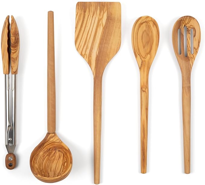 Salt & York 5-piece Olive Wooden Kitchen Utensil Set by SaltYork