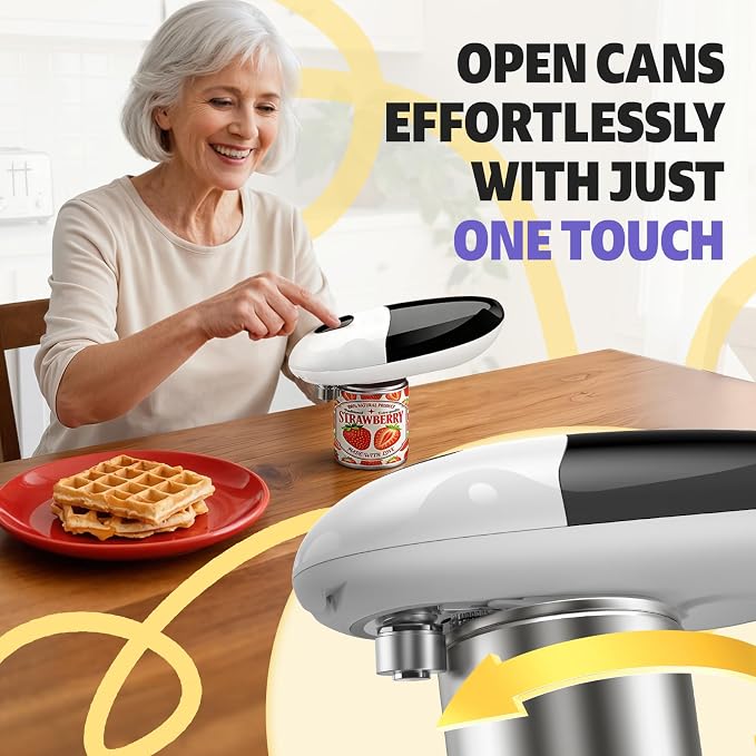 Handsfree One Touch Electric Can Opener, Smooth Edge Automatic Can Opener Fits - Image 2